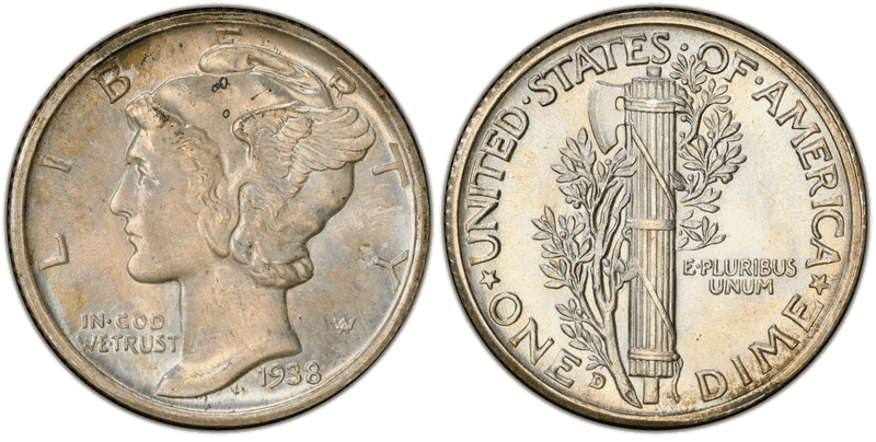 1938 (D) Mercury Dime
