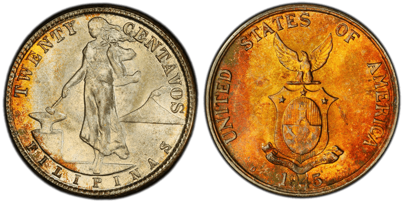 1945 Philippine Twenty Centavos
