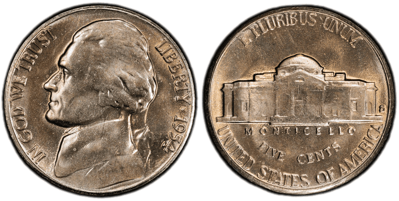 1954 (S) Jefferson Nickel - S/D