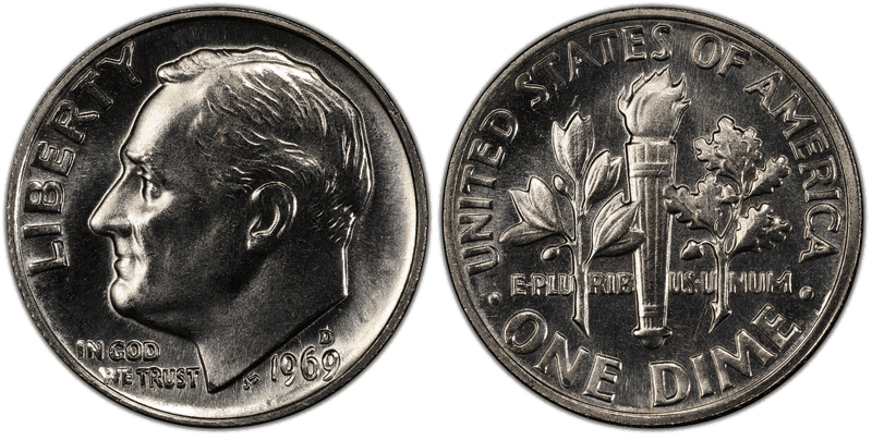 1969 Roosevelt Dime