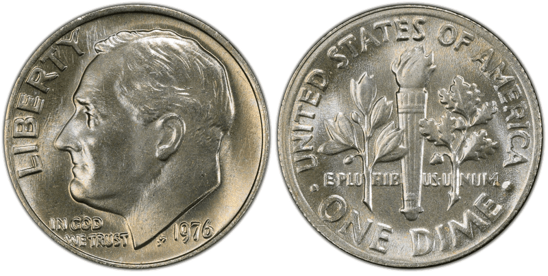 1976 Roosevelt Dime