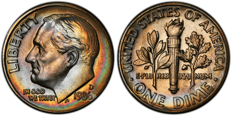 1986 Roosevelt Dime