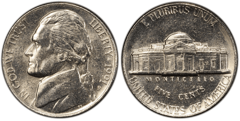 1991 (P) Jefferson Nickel