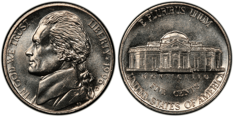 1996 (D) Jefferson Nickel