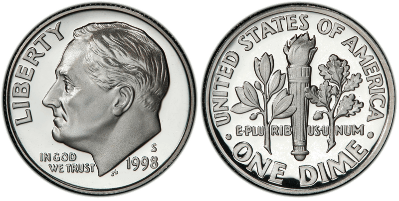 1998 (S) Proof Silver Roosevelt Dime