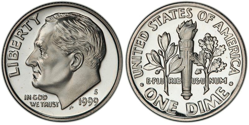 1999 (S) Proof Silver Roosevelt Dime