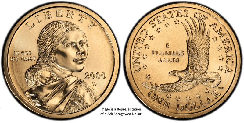 2000 (W) Proof Sacagawea Dollar - 22kt Gold