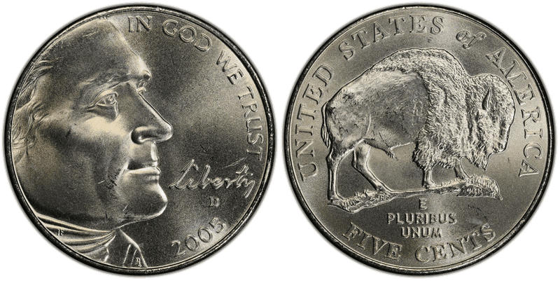 2005 (D) Satin Finish Jefferson Nickel - Bison