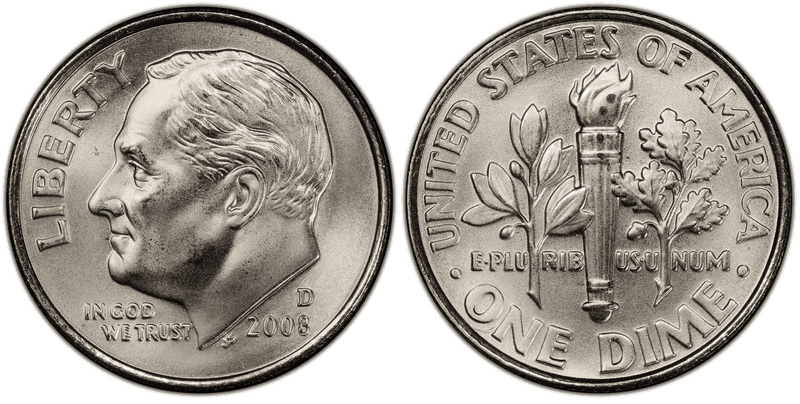 2008 (D) Satin Finish Roosevelt Dime
