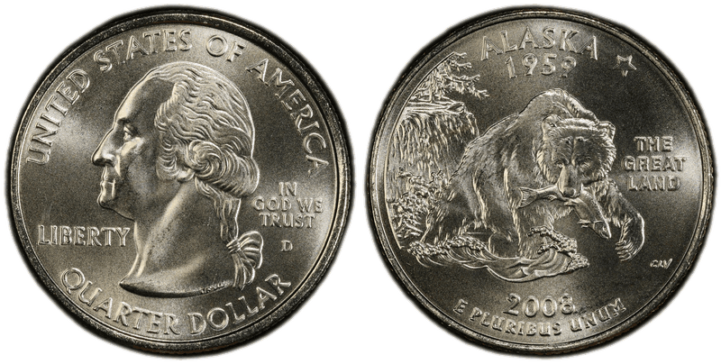 2008 (D) Alaska Satin Finish State Quarter
