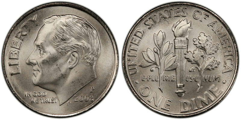 2008 (P) Satin Finish Roosevelt Dime