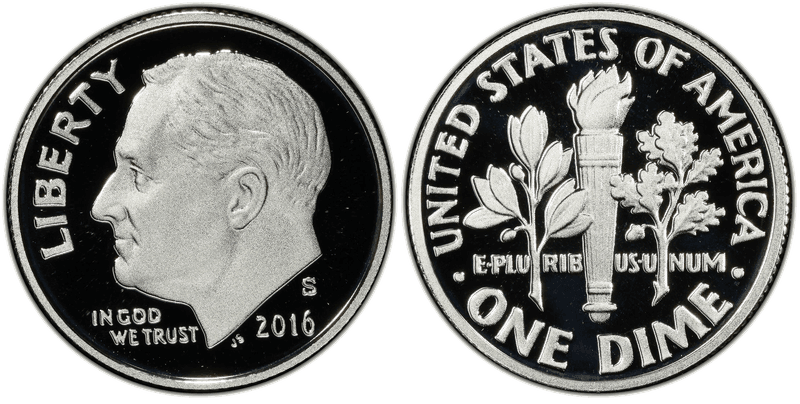 2016 (S) Proof Silver Roosevelt Dime