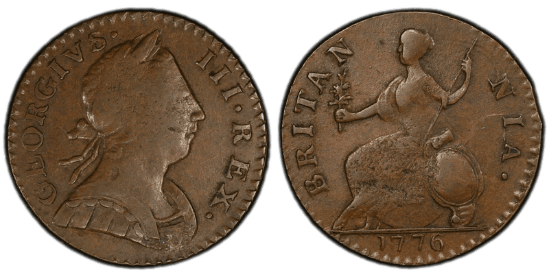 '1776'' 1/2P Machin's Mills Half Penny