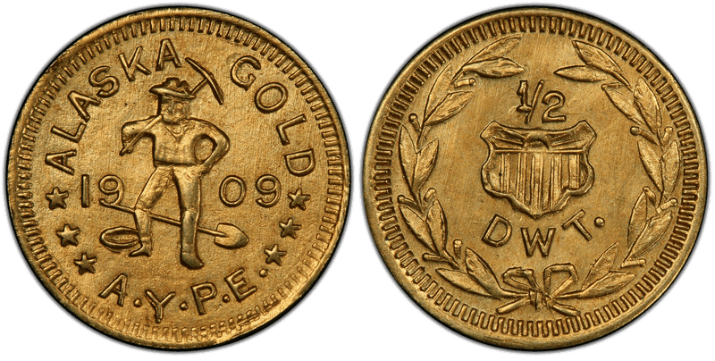 1909 Alaska Half Pinch Gold Token - X-Tn3