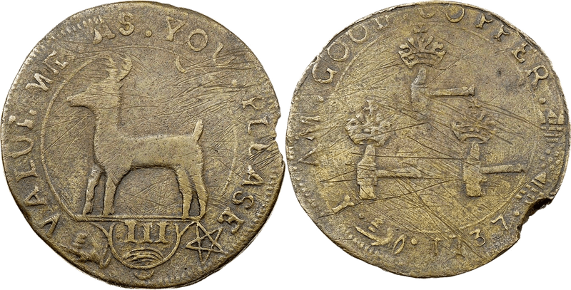 1737 Higley Copper Threepence - Three Hammers, VALUE ME AS YOU PLEASE