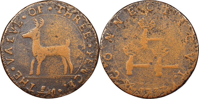 1737 Higley Copper Threepence - Three Hammers, VALVE OF THREE PENCE
