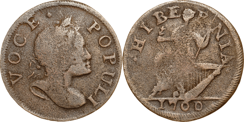 1760 Voce Populi Halfpenny - No P, 1700 Date