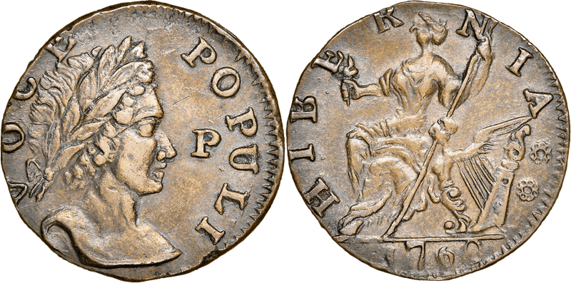 1760 Voce Populi Halfpenny - P in Front