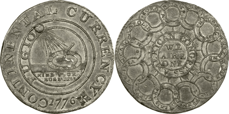 1776 Continental Currency - Pewter Dollar (Type 2)