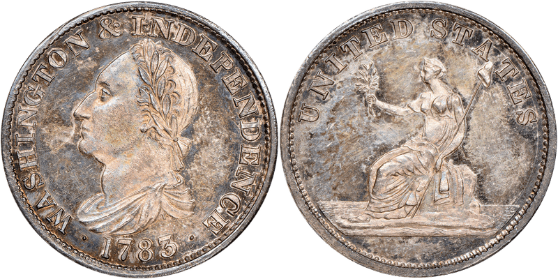 1783 Washington & Independence - Silver Restrike Grained Edge Cent