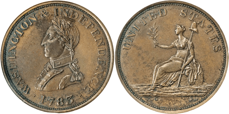 1783 Washington & Independence - Small Bust Plain Edge Cent