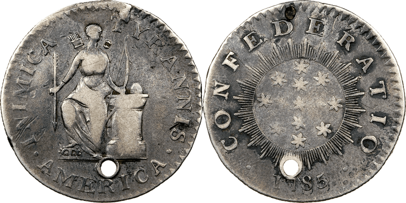 1785 Inimica Tyrannis - Large Stars Silver Half Penny