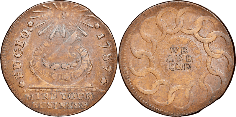 1787 Fugio Cent - Club Rays, Rounded Ends United States