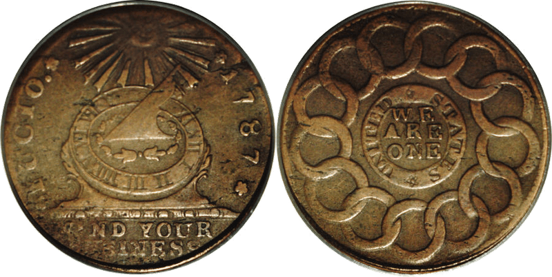1787 Fugio Cent - FUCIO Misspelling United States