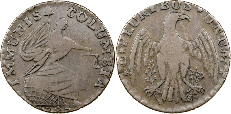 1787 Immunis Columbia Eagle Reverse - Ornamented Edge Half Penny