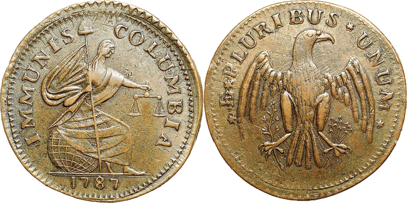 1787 Immunis Columbia Eagle Reverse - Plain Edge Broad Flan Half Penny