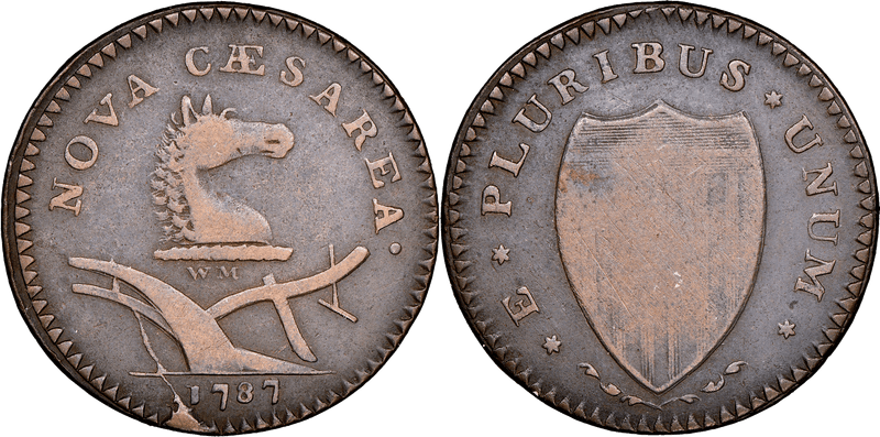 1787 NJ 1/2P White Metal Above Plow Half Penny