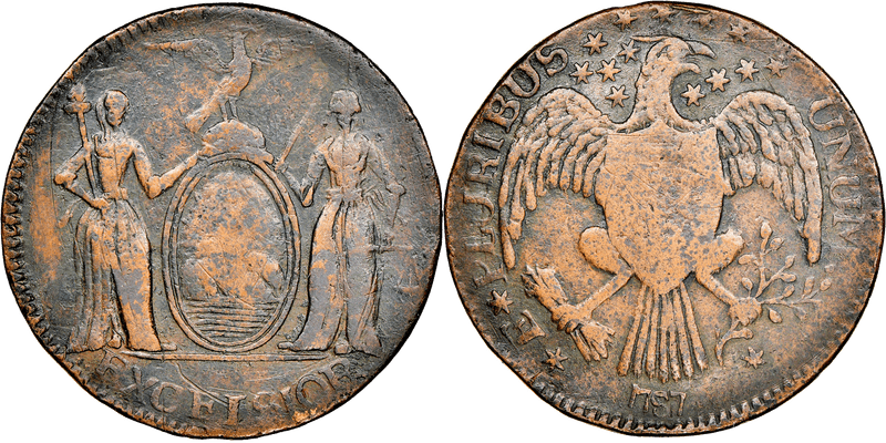 1787 NY Excelsior - Eagle Right Arrows Left Half Penny