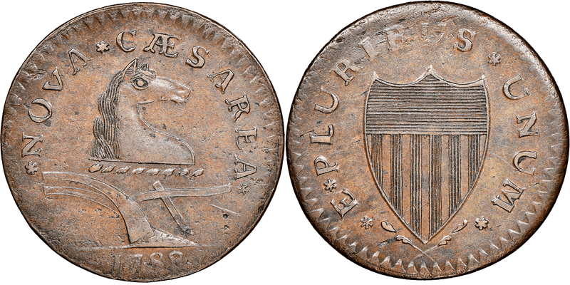 1788 NJ Head Right - Braided Mane Half Penny