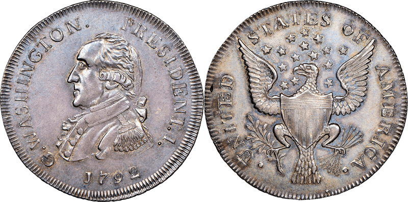 1792 Washington President Getz Pattern - Small Eagle Ornamented Edge Half Dollar