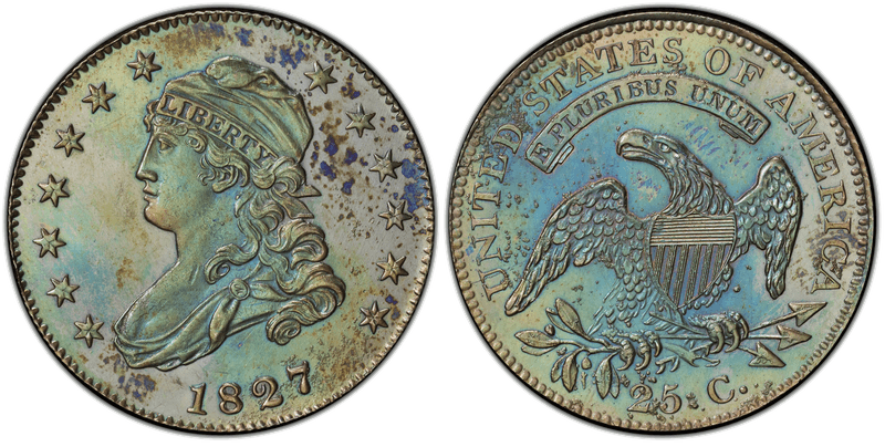 1827 Proof Capped Bust Quarter - 1827/3 Restrike