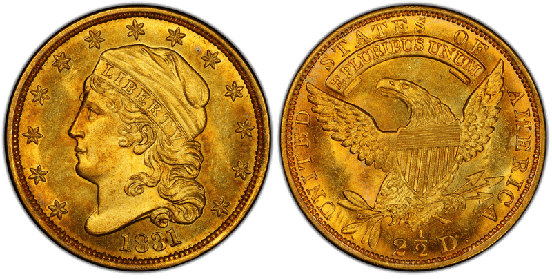 1831 Capped Head to Left Quarter Eagle