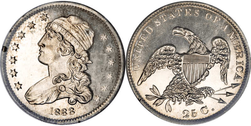 1833 Proof Capped Bust Quarter