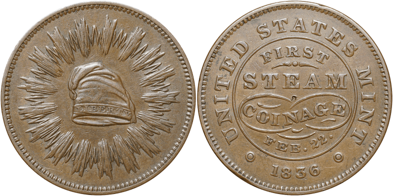 1836 Copper Medal J-MT-20, 1st Steam Coinage, Feb. 22