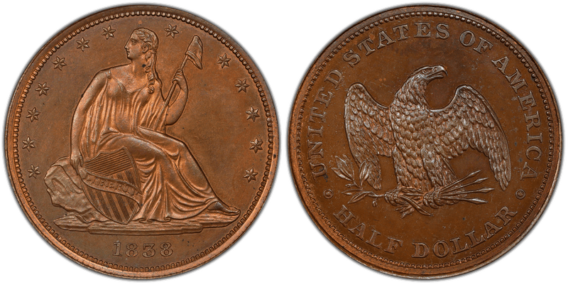 1838 Proof Half Dollar Pattern - J-77, Restrike