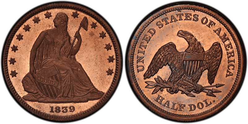 1839 Proof Half Dollar Pattern - J-103, Restrike