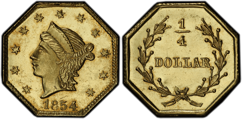 1854 Gold Quarter - BG-109