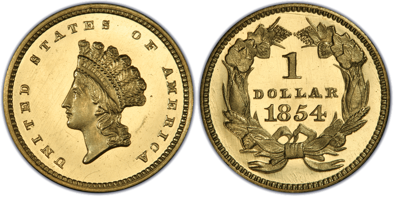 1854 Proof Liberty Gold Dollar - Type 2