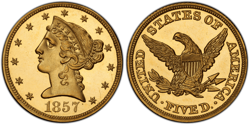 1857 Proof Liberty Head Half Eagle