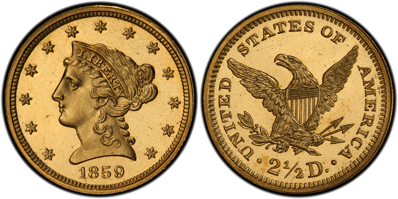 1859 Proof Liberty Head Quarter Eagle - New Reverse