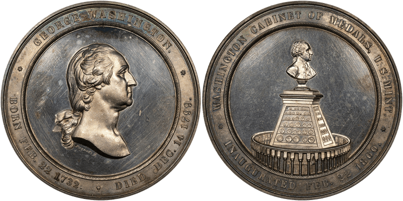 1860 Silver Medal J-MT-23, Washington Cabinet
