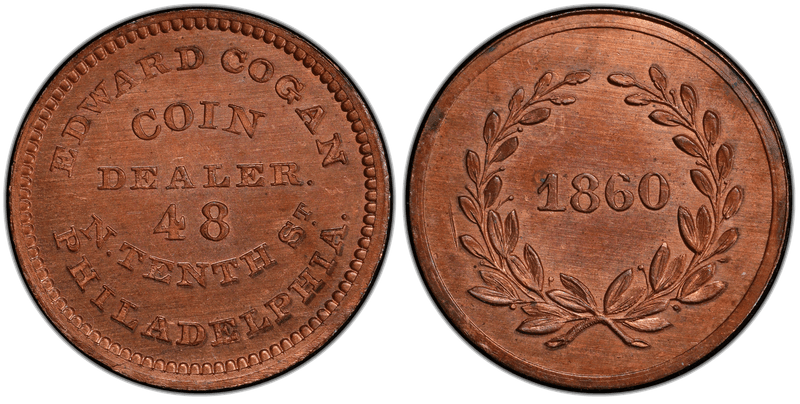 1860 Token Miller Pa-90A Copper Edward Cogan