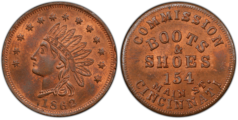(1862) Copper Civil War Store Card F-165GJ-14a, Commission OH