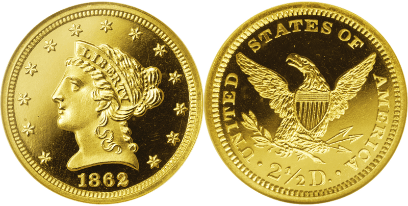 1862 Proof Liberty Head Quarter Eagle