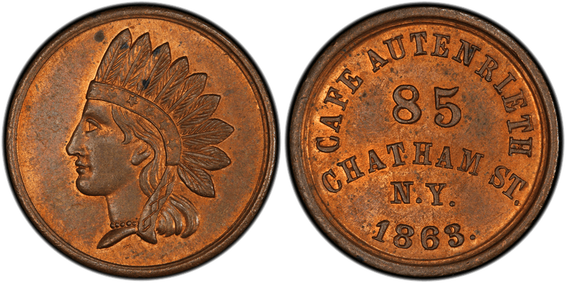 (1863) Civil War Store Card F-630B-1a, Cafe Autenrieth NY