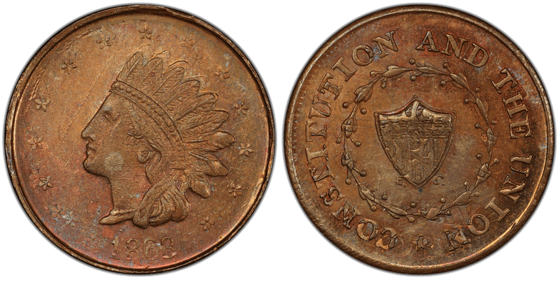 (1863) Copper Civil War Patriotic Token F-60/346ao